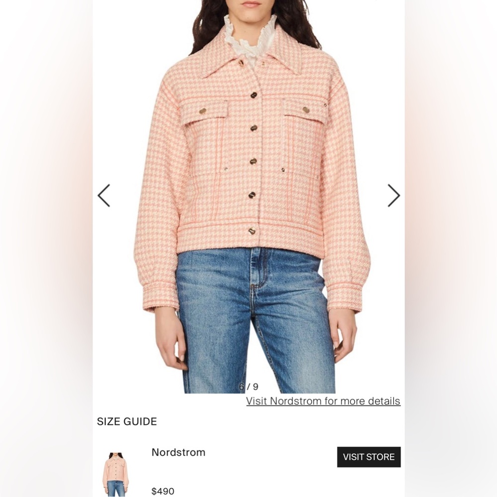SANDRO Alois Two-tone Houndstooth Jacket In Ecru Pink
